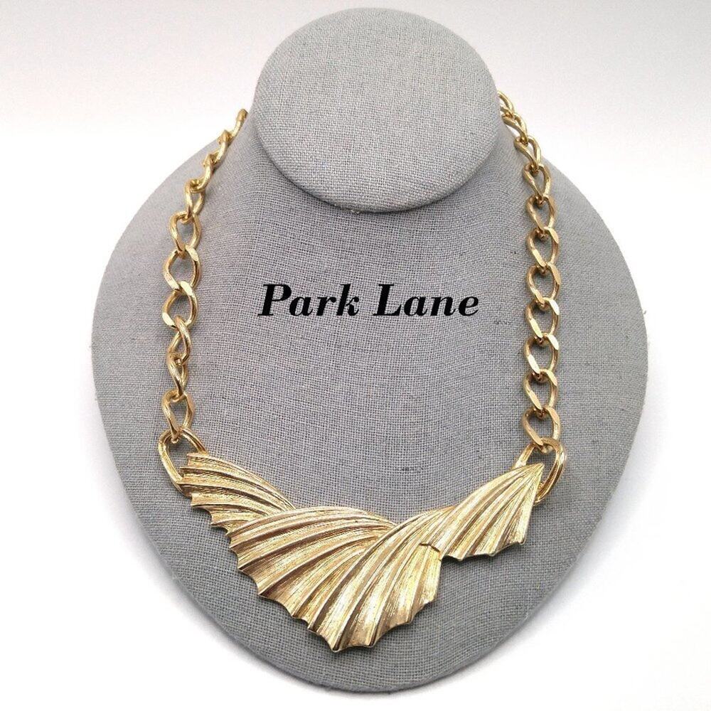 Vintage Park Lane Gold Frontal Necklace, Wide Chain, 18 Inches